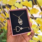 product_image_name-Fashion-Bijoux chaîne femme fatima doré 2en1 chaîne bracelet pendentif ensemble bijoux accessoire femme inox luxe mode stylé femme cadeau femme coffret cadeau anniversaire femme fête mere Saint Valentin Mariage amour cœur -1