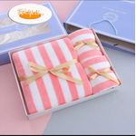 product_image_name-Mode-Pack De 3 Serviettes De Bain Rayées Douces & Absorbantes – Ensemble Serviettes De Luxe, Grande Serviette + Visage + Main – Confort Luxe & Élégance Quotidienne - Rose Blanc-1