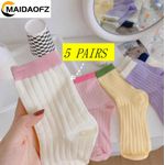 MAIDAOFZ Mode 5 Paires Chaussettes En Coton Pur Femme Style Simple Lettre Medium Tube - 34-Couleur Aléatoire