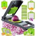 product_image_name-Generic-Mandoline de Cuisine Professionnelle 19-en-1 - Hachoir & Coupe-Légumes Multifonctionnel, Lames Interchangeables Acier Inoxydable - Tranche, Coupe-Dés & Julienne (Récipient de Collecte)-1