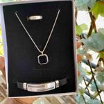 product_image_name-Fahion-Box cadeau composé de longue chaîne Homme 60cm pendentif carré incrusté de noir ,bracelet  et bague jesus couleur Argenté En Acier Inoxydable idéal cadeau de saint valentin, anniversaire,  mariage, baptêmes -1