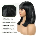 product_image_name-Generic-Perruque bob synthétique pour femme de 30 cm avec frange, cheveux raides noirs et gris méchés.-6