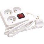 Bloc multiprises 3 Prises 16A + Terre avec Interrupteur câble 4m