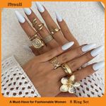 product_image_name-Fashion-Ensemble de 8 pièces, bague lisse vintage vegan, bague personnalisée étoile de mer bohème-2