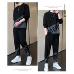 product_image_name-Fashion-Ensemble de vêtements de sport décontracté 2-en-1 pour hommes - Noir-6