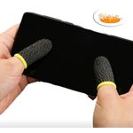 product_image_name-Generic-Paire De 2 Gants de jeux Vidéo Pour Téléphone Portable Anti-Transpirant, Manchon pour écran tactile en fibre de carbone et argent - Jaune -2