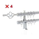 Lot De 4 Tringles à Rideaux Extensible 1m20 à 2m- argent