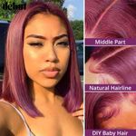 product_image_name-Generic-Perruque à devant en dentelle 13x4, conçue spécifiquement pour les femmes, cheveux lisses, couleur bordeaux.-3