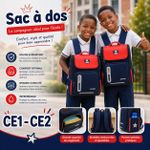 Generic Sac à Dos Scolaire Enfant CE1–CE2 – Bleu Marine et Rouge - image 2