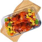 product_image_name-Generic-2 L Plat à four en verre borosilicate de 2 L (13,6 x 7,9 po), de forme oblongue-rectangulaire, compatible four, lave-vaisselle, micro-ondes et friteuse à air chaud. Grande cocotte idéale pour la cuisson du pain et de la dinde.-1