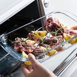 product_image_name-Generic-2 L Plat à four en verre borosilicate de 2 L (13,6 x 7,9 po), de forme oblongue-rectangulaire, compatible four, lave-vaisselle, micro-ondes et friteuse à air chaud. Grande cocotte idéale pour la cuisson du pain et de la dinde.-2