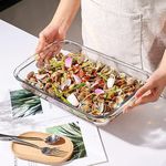 product_image_name-Generic-2 L Plat à four en verre borosilicate de 2 L (13,6 x 7,9 po), de forme oblongue-rectangulaire, compatible four, lave-vaisselle, micro-ondes et friteuse à air chaud. Grande cocotte idéale pour la cuisson du pain et de la dinde.-3