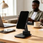 Generic Support de Téléphone Pliable et Réglable, Noir, Pour Bureau, Maison et Appels Vidéo - image 2