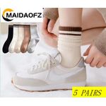 MAIDAOFZ Mode 5 Paires Chaussettes En Coton Pur Femme Style Simple Lettre Medium Tube - 25-Couleur Aléatoire