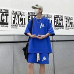 product_image_name-Mode-Hommes D'été T-Shirt Manches Courtes + Short - Bleu-1