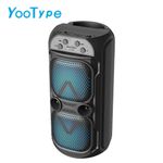 Enceinte bluetooth portable, fonction TWS, lumières multicolores, radio FM, lecture carte USB et TF, son 360°, idéal pour les soirées à la maison