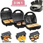 product_image_name-Jamaky-Machine à snacks multifonctions antiadhésive 3 en 1 avec presse à sandwich/panini électrique/gaufrier, plaques amovibles 1500 W Noir/argent JMK2011-3