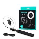 Selfie stick L07 avec ring light- trépied et Éclairage l’intègre couleur noir