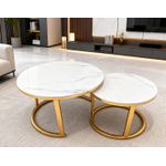 Ensemble de 2 tables basse de salon moderne pour salon, bureau et balcon - Blanc