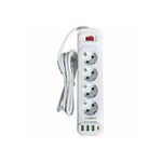 Leadder Multiprises 2500W/Rallonge - Prises 4 Ports Interrupteur, 3 Ports USB, 1 Port Type-C / 2Mètres