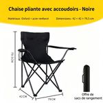 LM Chaise pliante portable avec accoudoirs pour camping, pique-nique et détente en plein air - image 2