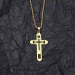 product_image_name-Fashion-Collier pendentif croix en acier inoxydable élégant pour hommes - Or-2
