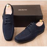 John Barton Chaussure Homme Très élégant Daim à Lacet-Bleu Nuit