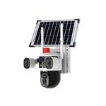 Caméra de Surveillance Solaire Extérieure à Triple Objectif