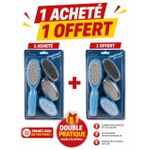 Generic Lot de 2 Râpes à pieds 4 en 1 avec accessoires - Bleu