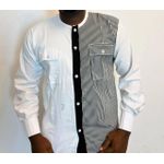 TAFA Chemise Hommes Manches Longues 2 Tons
