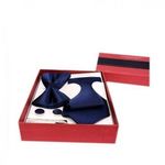 Coffret Ensemble Cravate, Boutons De Manchette, Pochette Et Nœud - Bleu