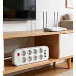 LM Prise de secteur européenne avec interrupteur central USB - blanc - image 2