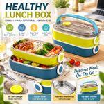 Generic Lunch box portable 2 compartiments avec poignée – Boîte repas  pour école, bureau et voyage - image 3
