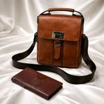 product_image_name-Fashion-Sac A Bandoulière Pour Homme+ portefeuille offert- MARRON-2