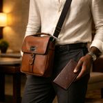 product_image_name-Fashion-Sac A Bandoulière Pour Homme+ portefeuille offert- MARRON-3
