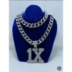Agréable Chaîne En Strass Luxueuse Bling Argent Médaillée 1X Chétté + Bracelet...