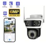 product_image_name-Generic-6MP Full HD Caméra Wifi 4K PTZ Caméra IP Extérieure De Sécurité Extérieure Sans Fil À 3 Objectif Wifi À 3 Écran - Blanc-1
