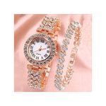 product_image_name-Fashion-2 En 1 Mode Montre Femme Et Chaîne à Main - Or Rose-5