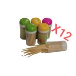 12 Boites De Cure-dents En Bois De Bambous