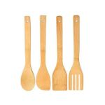4 Cuillères Spatule En Bois Bambou Naturel