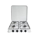 Cuisinière De Table 4 Feux Avec Couvercle Strié En Inox - Blanc