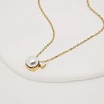 Collier Femme Élégance Perle & Cristal Doré – Chaîne Fine Ajustable