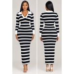Robe Longue Rayée à Col Polo