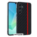 Coque Samsung A16 noir rouge tissu 