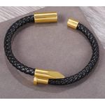Generic Collection de 2 Bracelets en Cuir Tressé et Acier inoxydable - image 3