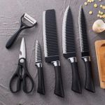 Generic Ensemble de Couteaux de Cuisine Golden Buffalo – 6 Pièces avec Ciseaux et Éplucheur - image 2