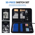Generic Ensemble de crayons de dessin et croquis professionnel de 50 pièces