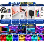 Generic Ruban LED RGB multicolore – Bande lumineuse décorative avec télécommande - image 2