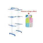 product_image_name-Genetic-Séchoir à Linge Pliable 3 Niveaux Réglables Avec Roues + Pinces à Linge Offert - Bleu-1