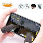 product_image_name-Generic-Paire De 2 Gants de jeux Vidéo Pour Téléphone Portable Anti-Transpirant, Manchon pour écran tactile en fibre de carbone et argent- Noir-3